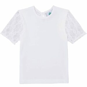 Isar-Trachten Trachtenbluse Isar-Trachten Mädchen T-Shirt mit Spitzenärmeln 52