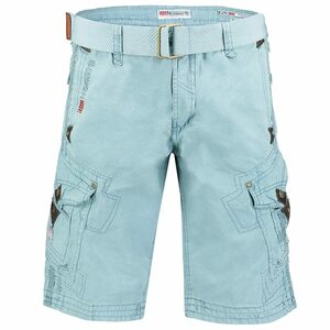 Geographical Norway Cargoshorts Herren kurze Hose BRPEANUT sky blau (packung, 1-tlg) Mit Gürtel