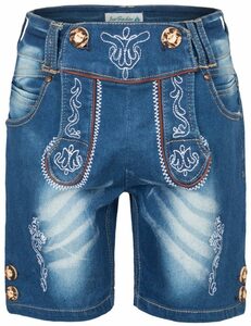 Isar-Trachten Trachtenlederhose Isar-Trachten Kurze Kinder Jeans Trachtenhose für
