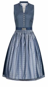 Nübler Dirndl Damen Dirndl midi im Landhausstil, Rocklänge 70cm (Dirndl Set midi JACKY, 2-tlg., Dirndl Kleid mit Schürze) Moderne Tracht im bayerischen Stil - Trachtenmode Damen