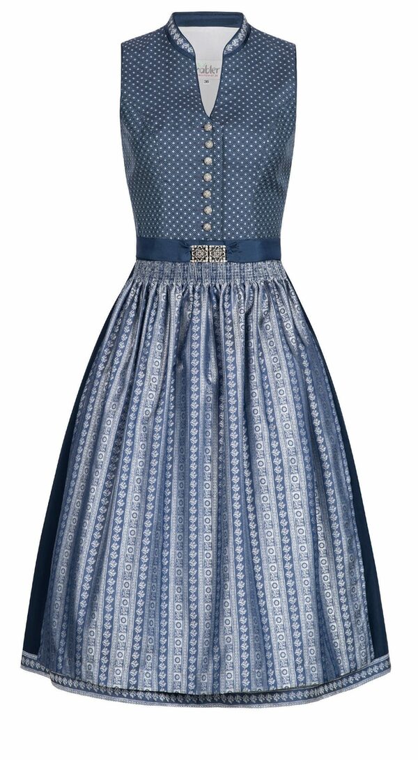 Bild 1 von Nübler Dirndl Damen Dirndl midi im Landhausstil, Rocklänge 70cm (Dirndl Set midi JACKY, 2-tlg., Dirndl Kleid mit Schürze) Moderne Tracht im bayerischen Stil - Trachtenmode Damen