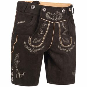 PAULGOS Trachtenhose PAULGOS Herren Trachten Lederhose kurz - HK1 - Echtes Leder - in 2 Farben erhältlich - Größe 44 - 60