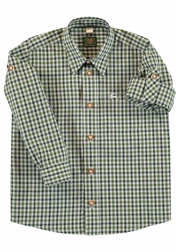 Bild 1 von OS-Trachten Trachtenhemd Skimli Langarm Jungen Hemd mit Hirsch-Stickerei auf der Brusttasche