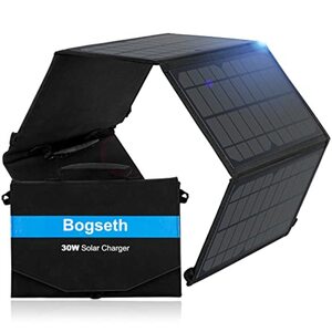 Bogseth Solarpanel Faltbar 2 USB Anschluss Wasserdichtes Tragbares Solarladegerät für Handy
