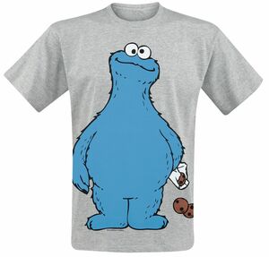 Sesamstraße T-Shirt - Krümelmonster - Cookie Thief - S bis 3XL - für Männer - Größe M - grau meliert  - Lizenzierter Fanartikel