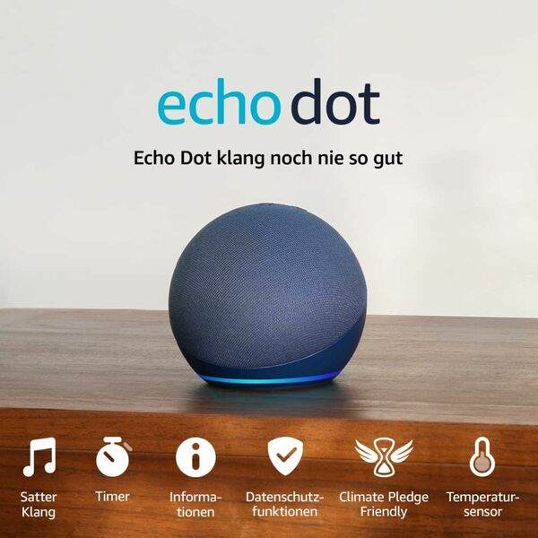 Bild 1 von Echo Dot (5. Generation, 2022) | Smarter Bluetooth Lautsprecher mit Alexa | Tiefseeblau