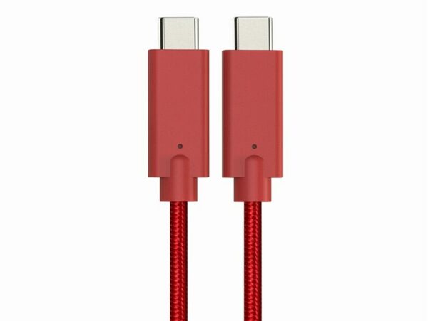 Bild 1 von Networx Daten- und Ladekabel, USB-C auf USB-C, 1 m, Stoffmantel, rot