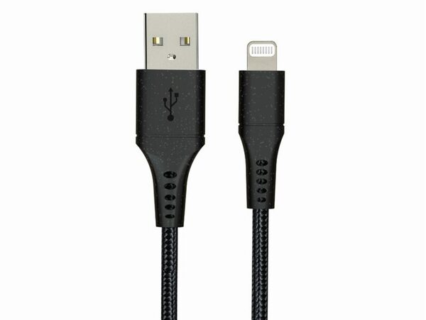 Bild 1 von Networx Daten- und Ladekabel, USB-A auf Lightning, 2 m, Stoffmantel, schwarz