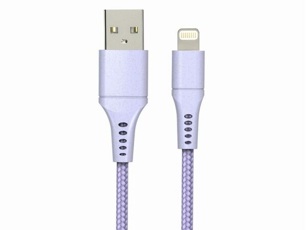 Bild 1 von Networx Daten- und Ladekabel, USB-A auf Lightning, 1 m, Stoffmantel, lila