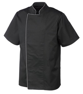 METRO Professional -Chefkochjacke , Schwarz mit grauem Paspel - L