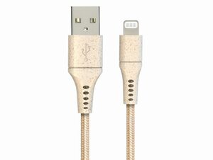 Networx Daten- und Ladekabel, USB-A auf Lightning, 2 m, Stoffmantel, gold