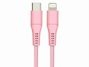 Networx Daten- und Ladekabel, USB-C auf Lightning, 1 m, Stoffmantel, rosa