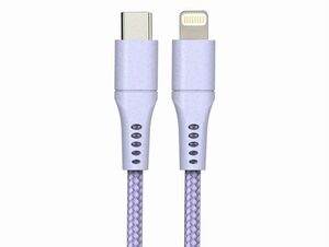 Networx Daten- und Ladekabel, USB-C auf Lightning, 1 m, Stoffmantel, lila