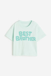 H&M T-Shirt mit Print Mintgrün/Best Brother, T-Shirts & Tops in Größe 74. Farbe: Mint green/best brother