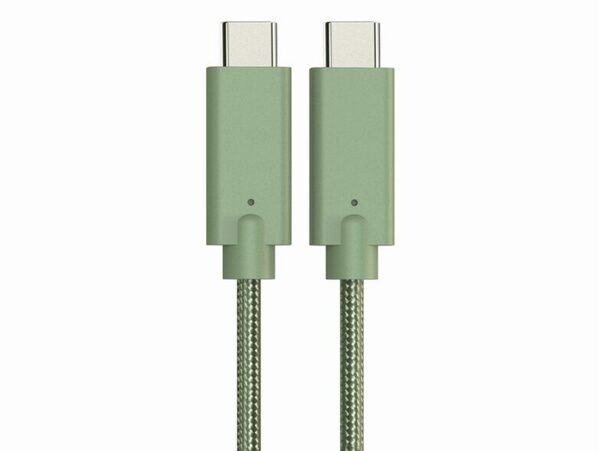 Bild 1 von Networx Daten- und Ladekabel, USB-C auf USB-C, 2 m, Stoffmantel, grün
