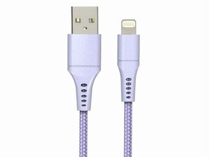 Networx Daten- und Ladekabel, USB-A auf Lightning, 2 m, Stoffmantel, lila