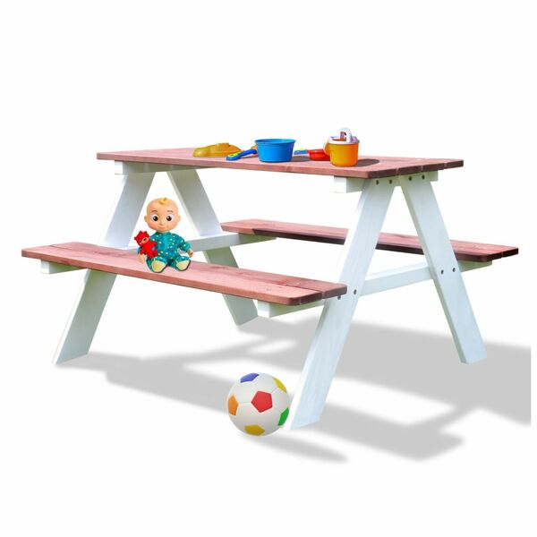 Bild 1 von Coemo Picknicktisch Holz Kindersitzgruppe Weiß / Teak