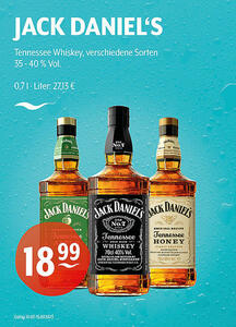 JACK DANIEL'S Tennessee Whiskey
verschiedene Sorten
35 - 40 % Vol.