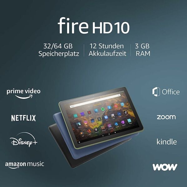Bild 1 von Fire HD 10-Tablet | 25,6 cm (10,1 Zoll) großes Full-HD-Display (1080p), 32 GB, schwarz – mit Werbung
