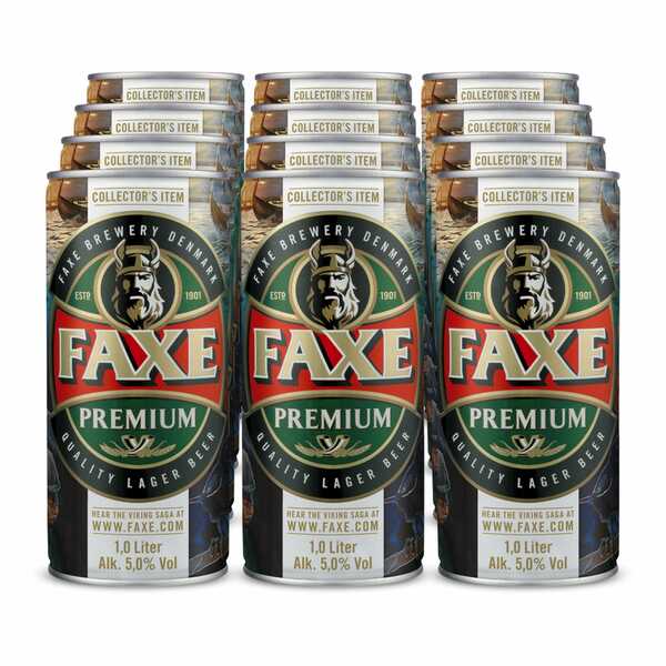 Bild 1 von FAXE Premium Bier 5,0 % vol 1,0 Liter Dose, 12er Pack