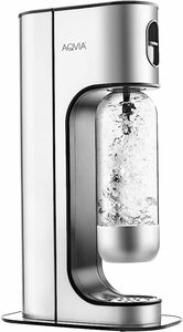 Aqvia Exclusive Wassersprudler mit Gehäuse aus poliertem Edelstahl, inkl. 2x PET-Flaschen (1x Edelstahl, 1x Schwarz)