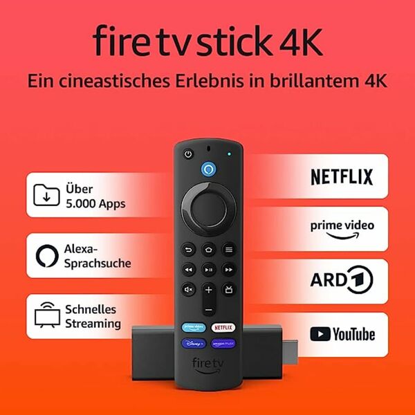 Bild 1 von Fire TV Stick 4K mit Alexa-Sprachfernbedienung (mit TV-Steuerungstasten)