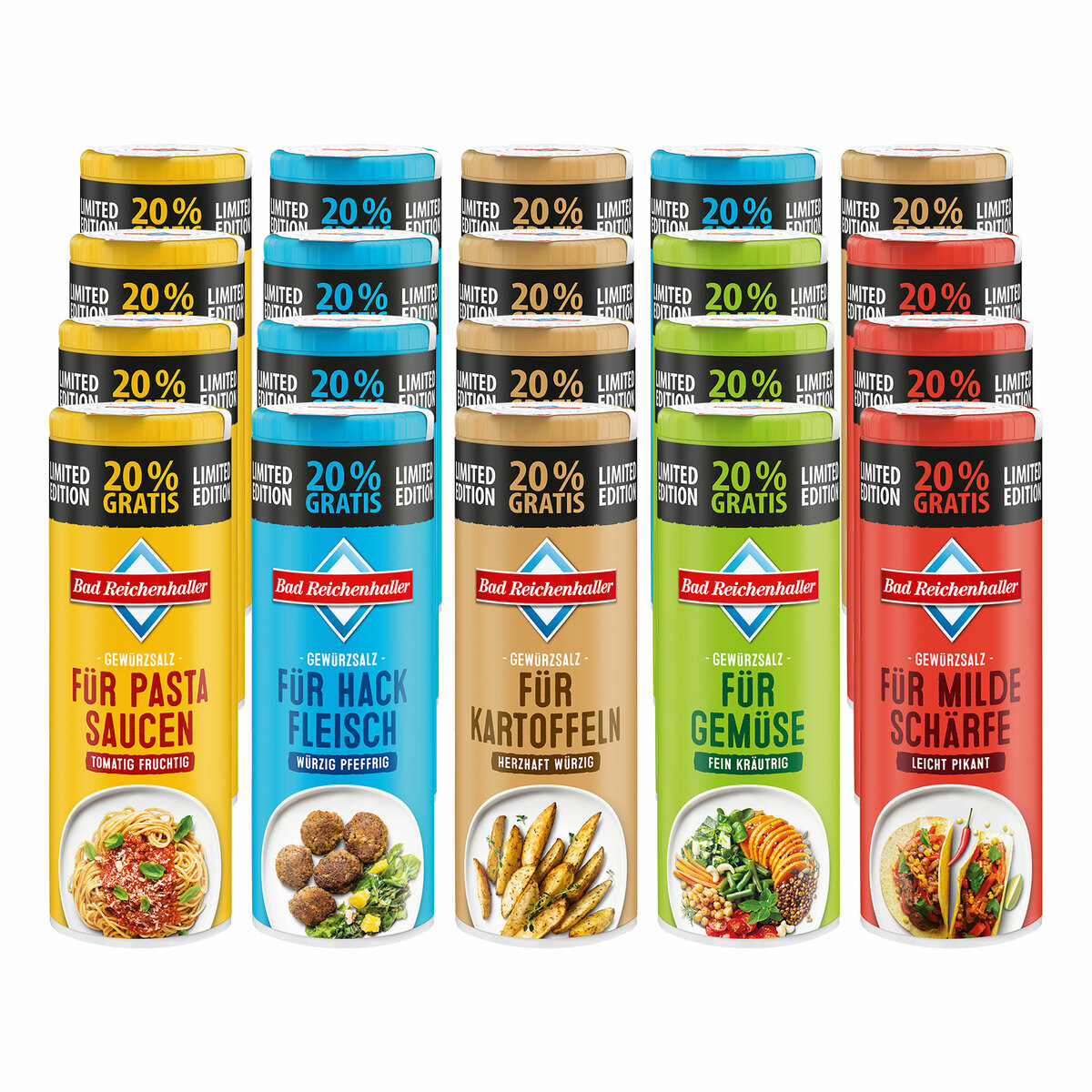 Bild 1 von Bad Reichenhaller GewürzSalze 108 g +20% gratis, verschiedene Sorten, 20er Pack