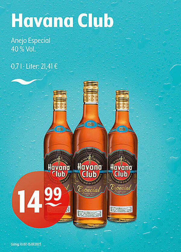 Bild 1 von Havana Club Anejo Especial
40 % Vol.