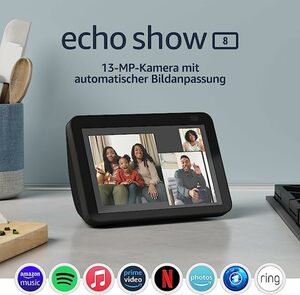 Echo Show 8 (2. Generation, 2021) | HD-Smart Display mit Alexa und 13-MP-Kamera | Anthrazit