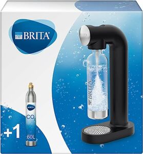 BRITA Wassersprudler sodaONE schwarz inkl. CO2-Zylinder und BPA-freier PET-Flasche | Macht aus Leitungswasser prickelndes Sprudelwasser (bis zu 60l pro Zylinder)