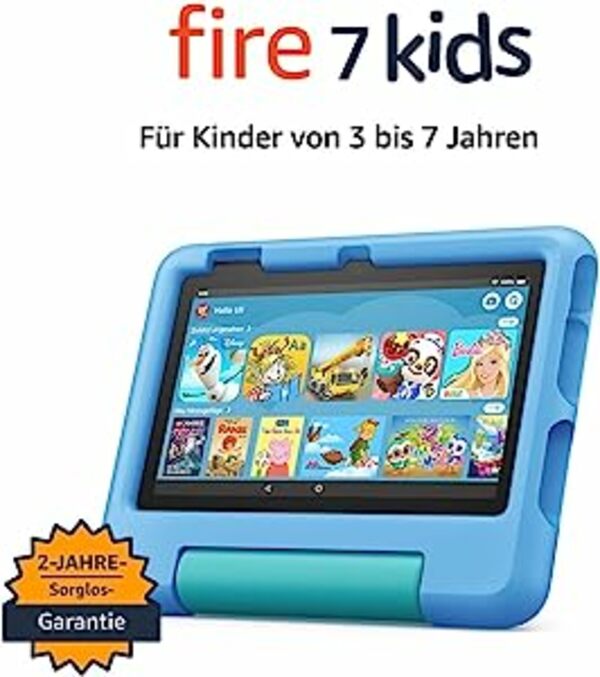 Bild 1 von Fire 7 Kids-Tablet, 7-Zoll-Display, für Kinder von 3 bis 7 Jahren, 16 GB, blau