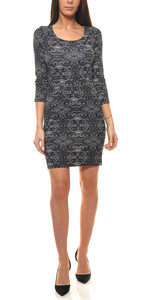 AjC Jersey-Kleid elegantes Damen Mini-Kleid mit Paisley-Druck Schwarz/Weiß