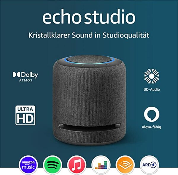 Bild 1 von Echo Studio | Der beste Klang, den Echo-Lautsprecher je geboten haben – mit Dolby Atmos und Alexa | Anthrazit