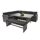 Bild 1 von Poly-Rattan-Garnitur MCW-A29, Gartengarnitur Sitzgruppe Lounge-Esstisch-Set Sofa ~ grau, Kissen grau + Bank