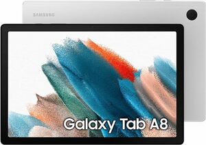 Samsung Galaxy Tab A8, Android Tablet, WiFi, 7.040 mAh Akku, 10,5 Zoll TFT Display, vier Lautsprecher, 32 GB/3 GB RAM, Tablet in Silber