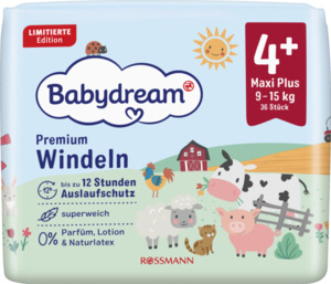 Babydream Premium Windeln Gr. 4+ Maxi Plus, 36 Sück, 9 - 15 kg