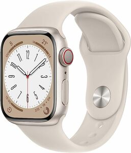 Apple Watch Series 8 (GPS + Cellular, 41mm) Smartwatch - Aluminiumgehäuse Polarstern, Sportarmband Polarstern - Regular. Fitnesstracker, Blutsauerstoffund EKGApps, Wasserschutz