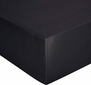 Amazon Basics - Spannbetttuch, Jersey, Schwarz - 180 x 200 cm