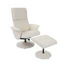 Bild 1 von Relaxsessel Stockholm, Fernsehsessel Relaxliege TV-Sessel mit Hocker ~ Kunstleder, creme