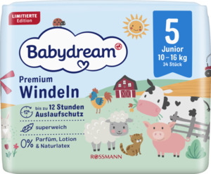 Babydream Premium Windeln Größe 5 Junior, 34 Stück, 10-16 kg