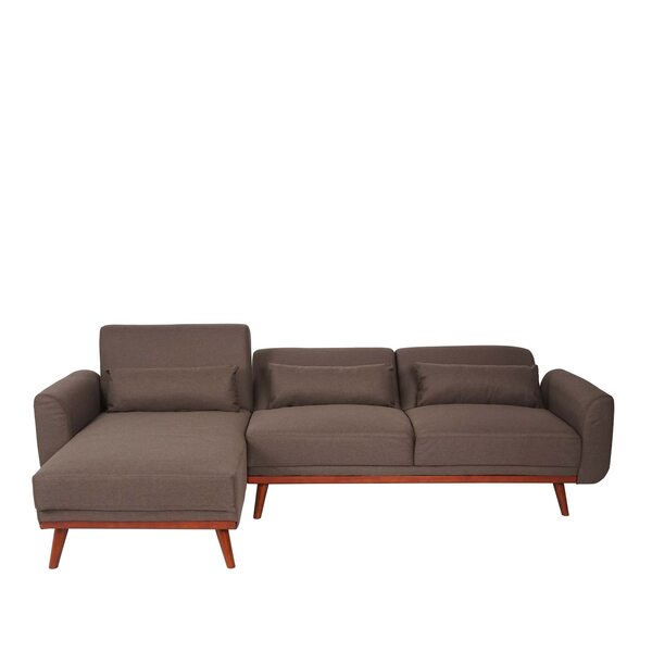 Bild 1 von Sofa MCW-J20, Couch Ecksofa, L-Form 3-Sitzer Liegefläche Schlaffunktion Stoff/Textil ~ braun