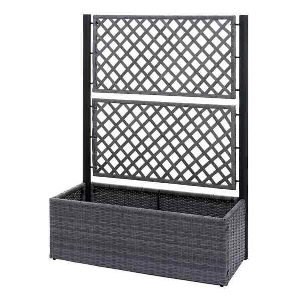 Bild 1 von Poly-Rattan Rankgitter MCW-D76, Pflanzkasten Rankhilfe, 142x100x43cm ~ grau