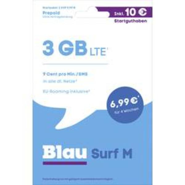 Bild 1 von Blau.de Surf M Startpaket Prepaid-Karte ohne Vertragsbindung