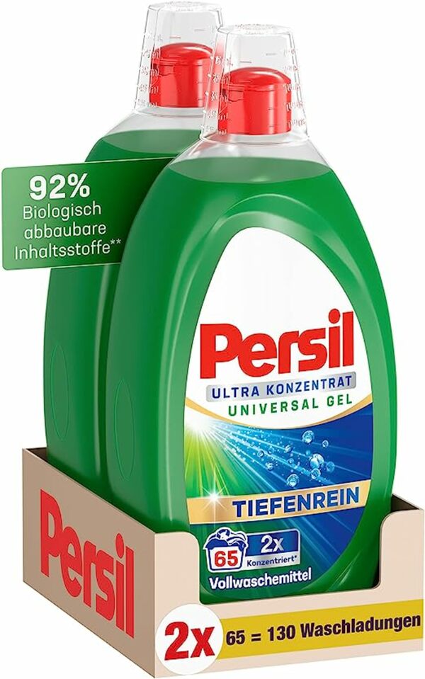 Bild 1 von Persil Ultra Konzentrat Universal Gel Waschmittel 130 Waschladungen (2 x 65), hochkonzentriertes Flüssigwaschmittel mit Tiefenrein-Plus Technologie gegen hartnäckigste Flecken