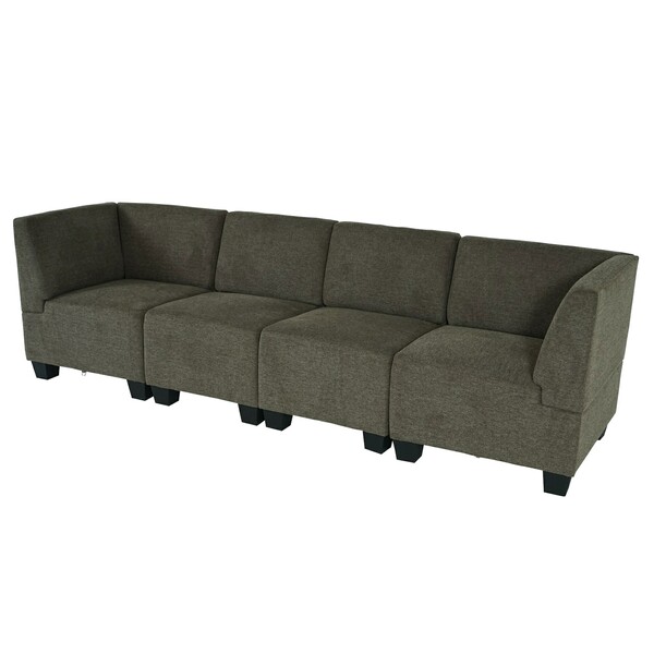 Bild 1 von Modular 4-Sitzer Sofa Couch Moncalieri, Stoff/Textil ~ braun, hohe Armlehnen