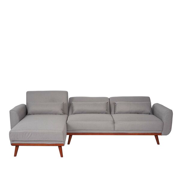 Bild 1 von Sofa MCW-J20, Couch Ecksofa, L-Form 3-Sitzer Liegefläche Schlaffunktion Stoff/Textil ~ grau
