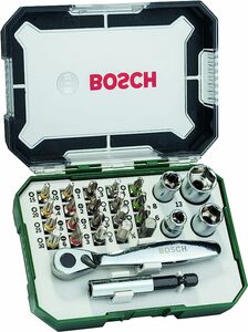 Bosch 26tlg. Schrauberbit und Ratschen-Set (PH-, PZ-, Hex-, T-, S-Bit, Zubehör Bohrschrauber und Schraubendreher)