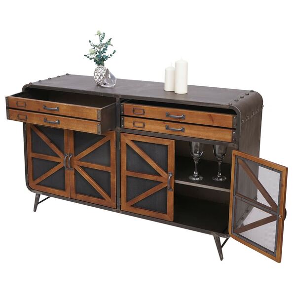 Bild 1 von Sideboard MCW-F91, Kommode Schrank Highboard, Industrial Tanne Holz Metall 80x126x38cm, braun-schwarz