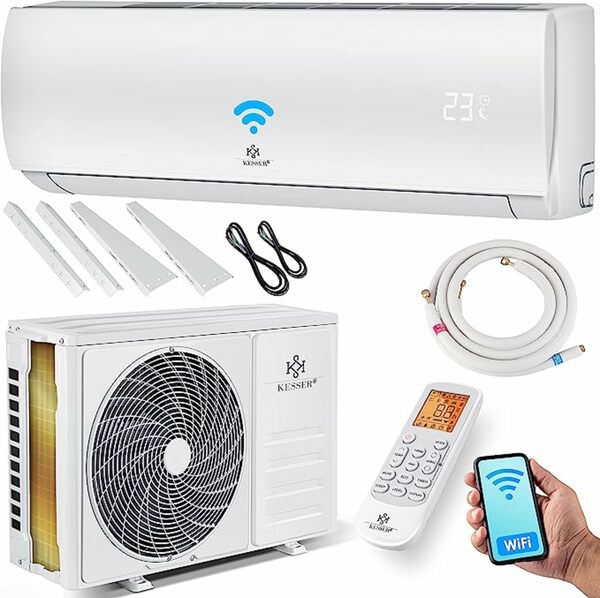 Bild 1 von KESSER® Klimaanlage Set Split - mit WiFi/App Funktion Klimagerät - Kühlen A++/ Heizen A+ -12000 BTU/h (3.400 Watt) Kältemittel R32 - Fernbedienung, Timerfunktion - Inkl. komplettem Montagematerial