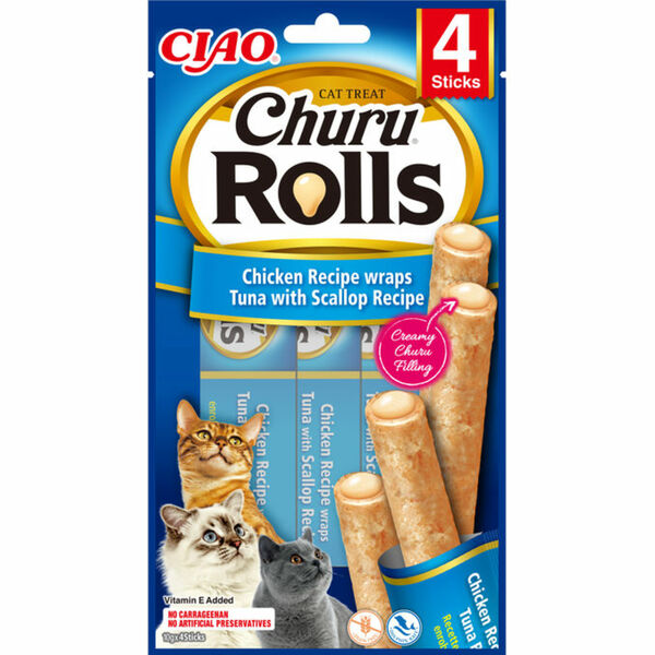 Bild 1 von CIAO 2 x Katzensnack Rolls Huhn & Thunfisch mit Jakobsmuscheln